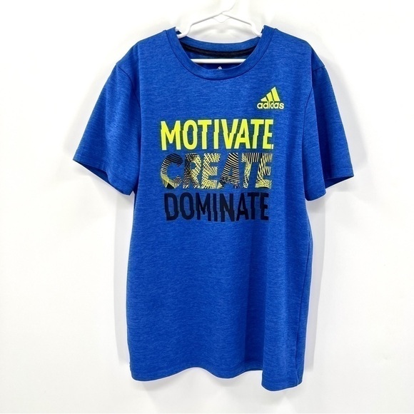 ADIDAS Boy's Blue Short Sleeve Lightweight Active Graphic T-Shirt Size M - Picture 1 of 9